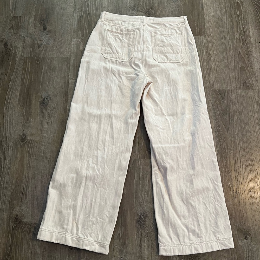 Anthropologie x River Island Pocket front wide leg jeans in ecru - Picture 4 of 12